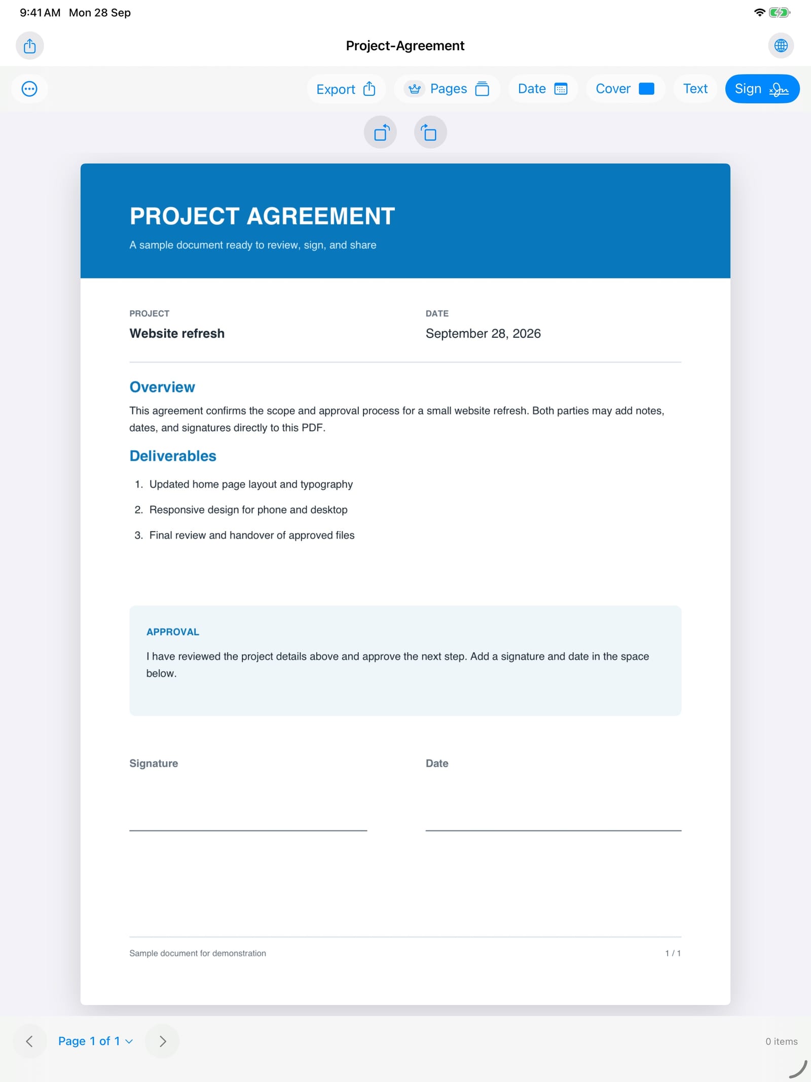 Private PDF Signer on iPad